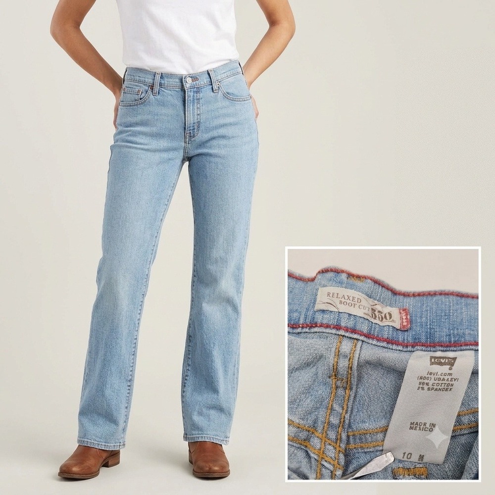 Levi's 550 Relaxed Boot Cut Jeans Womens 10 M Light Wash Blue Stretch Denim